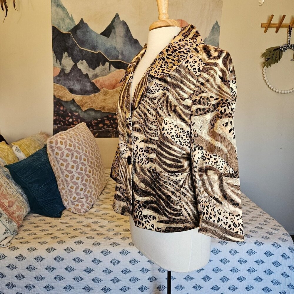 Isabella Suits Animal Print Blazer 16 - Mob Wife Cheetah Zebra Print Jacket L - Picture 4 of 11